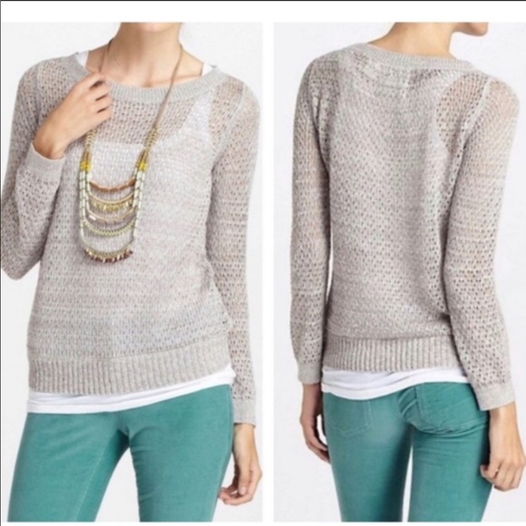 Anthropologie Sweaters - Guinevere open weave metallic sweater